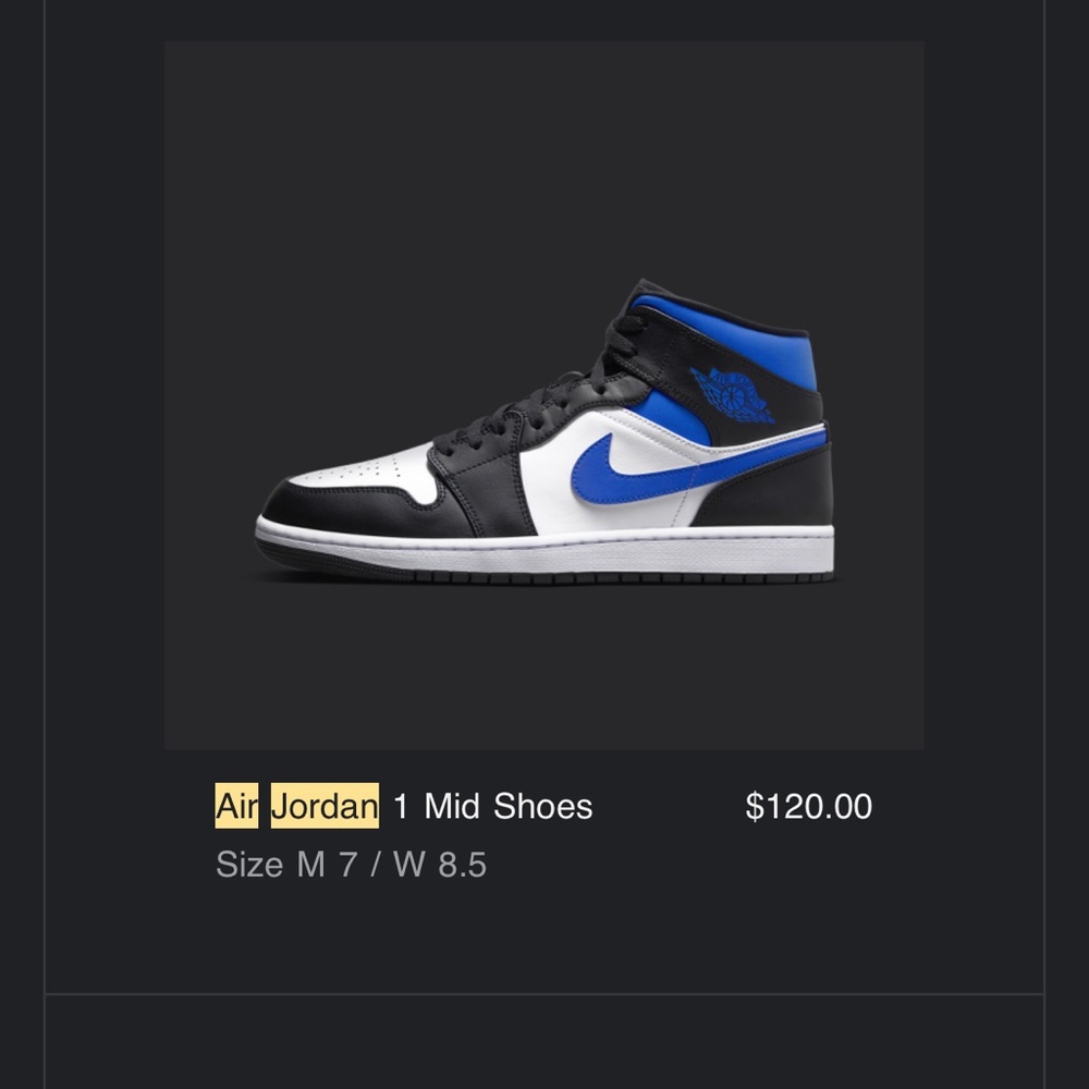 [Sold] Nike air Jordan 1 mid USmen7/UK6/EUR40